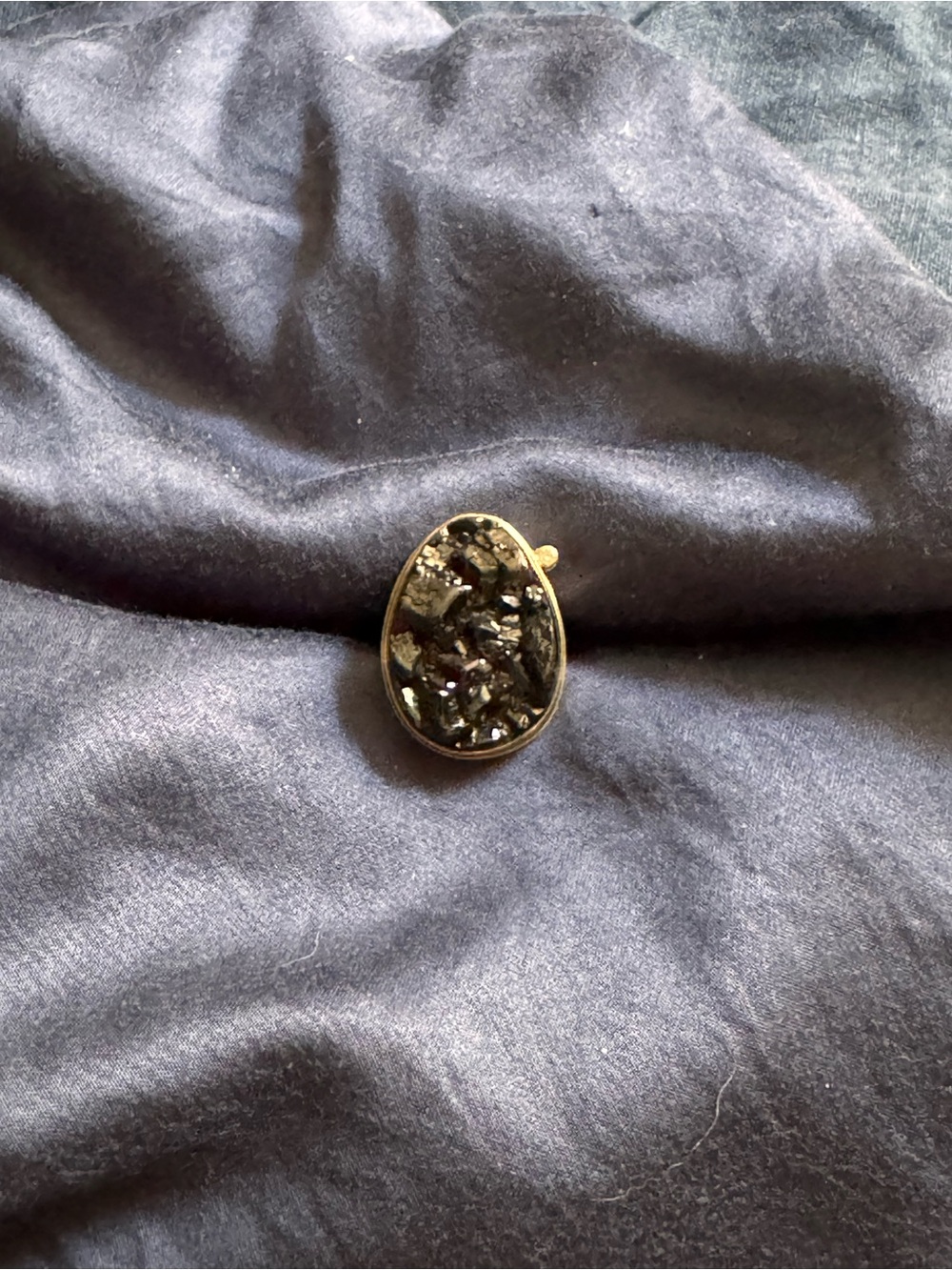 Jamie Joseph Black Andradite Druzy and Diamon Statement Ring, size 6, 925 & 14K